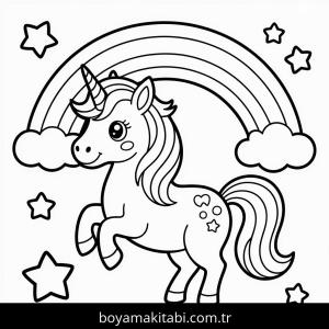 Unicorn boyama sayfası – boyama çalışması, yaratıcılığı geliştirir
