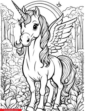 Unicorn boyama sayfası, Unicorn coloring page, , 