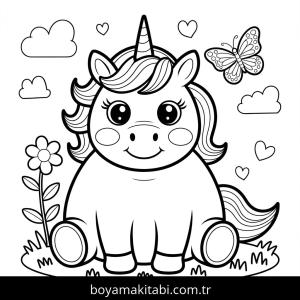 Unicorn boyama sayfası – okul öncesi, evde etkinlik