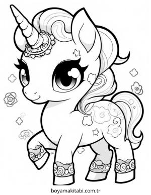 Unicorn boyama sayfası – renkli çizimler, okul öncesi