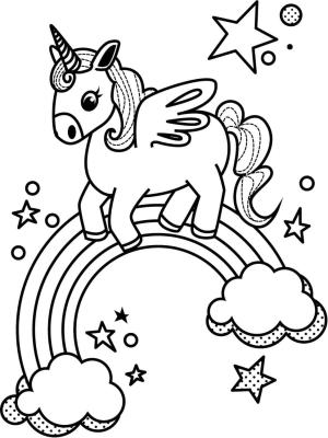 Unicorn boyama sayfası, Unicorn coloring page, Küçük Unicorn Ve Gökkuşağı, 