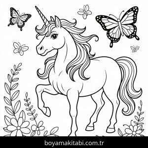 Unicorn boyama sayfası – kolay boyama, eğitici aktivite