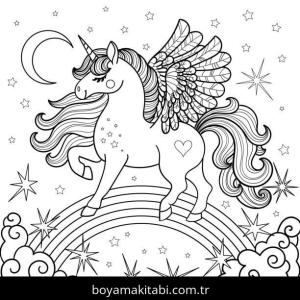 Unicorn boyama sayfası – keyifli zaman, renkli çizimler