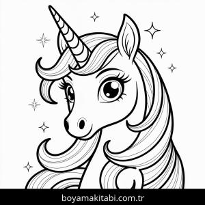 Unicorn boyama sayfası – sanatsal çalışma, çocuklar için