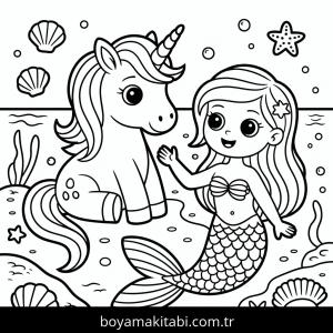 Unicorn boyama sayfası – eğitici aktivite, yaratıcılık