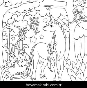 Unicorn boyama sayfası – PDF indir, sevimli karakter