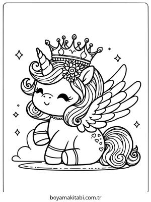 Unicorn boyama sayfası – çocuklar için, çizgi film temalı