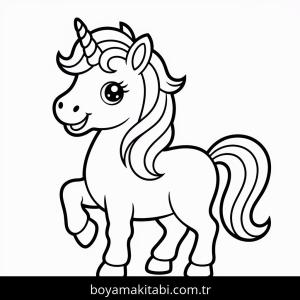 Unicorn boyama sayfası – renkli çizimler, okul öncesi