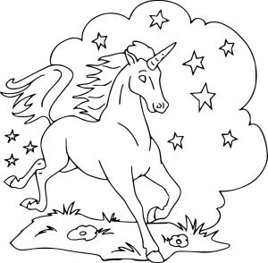 Unicorn boyama sayfası, Unicorn coloring page, Unicorn Yıldızlı, 