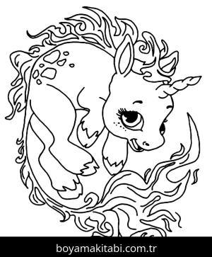 Unicorn boyama sayfası – renkli çizimler, okul öncesi