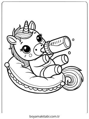 Unicorn boyama sayfası – basit çizim, kolay boyama