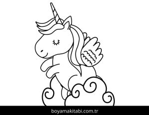 Unicorn boyama sayfası – çocuk aktivitesi, PDF indir