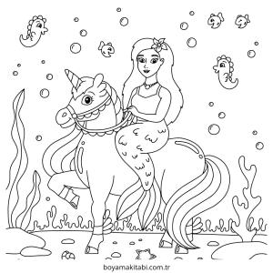 Unicorn boyama sayfası – renkli çizimler, okul öncesi