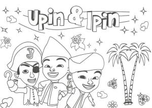 Upin Ve Ipin boyama sayfası,  coloring page, Korsan Adasında Upin Ve Ipin, 