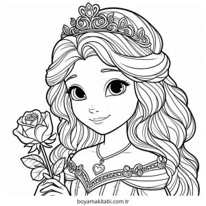 Uyuyan Güzel boyama sayfası – çizgi film temalı, basit çizim