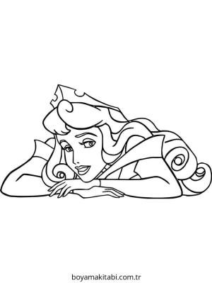 Uyuyan Güzel boyama sayfası – çizgi film temalı, basit çizim