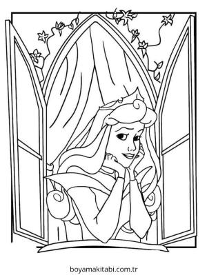 Uyuyan Güzel boyama sayfası – sevimli karakter, sanatsal çalışma