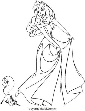 Uyuyan Güzel boyama sayfası – çocuklar için, çizgi film temalı