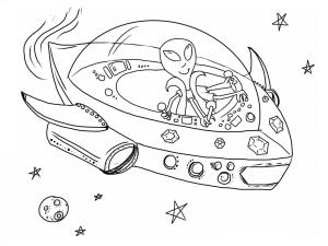 Uzay Aracı boyama sayfası,  coloring page, UFO’daki Uzaylı, 