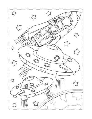 Uzay Aracı boyama sayfası,  coloring page, Üç Uzay Gemisi, 