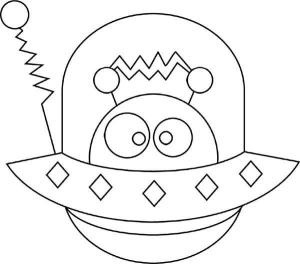 Uzay Aracı boyama sayfası,  coloring page, UFO’daki Sevimli Uzaylı, 