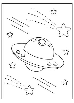 Uzay Aracı boyama sayfası,  coloring page, UFO ve Yıldız, 