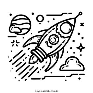 Uzay Gemisi boyama sayfası – boyama etkinliği, çocuk aktivitesi
