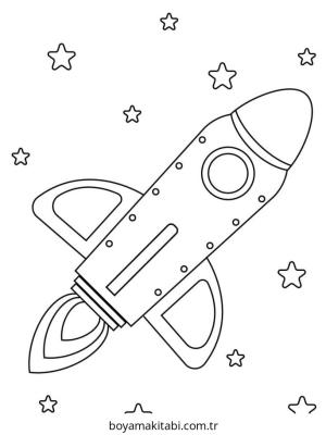 Uzay Gemisi boyama sayfası – PDF indir, sevimli karakter