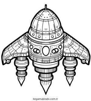 Uzay Gemisi boyama sayfası – çocuklar için, çizgi film temalı