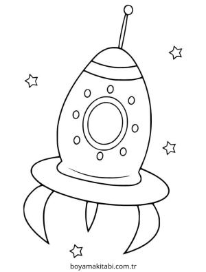 Uzay Gemisi boyama sayfası – renkli çizimler, okul öncesi