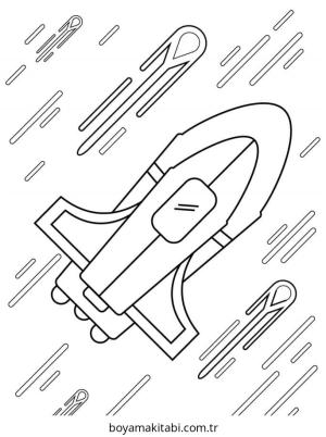 Uzay Gemisi boyama sayfası – çizgi film temalı, basit çizim