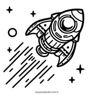 Uzay Gemisi boyama sayfası – eğlenceli etkinlik, el becerilerini geliştirir
