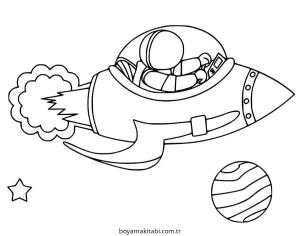 Uzay Gemisi boyama sayfası – sanatsal çalışma, çocuklar için