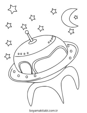 Uzay Gemisi boyama sayfası – kolay boyama, eğitici aktivite