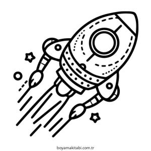 Uzay Gemisi boyama sayfası – eğlenceli etkinlik, el becerilerini geliştirir