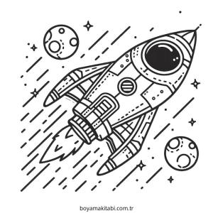 Uzay Gemisi boyama sayfası – yaratıcılığı geliştirir, keyifli zaman