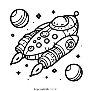Uzay Gemisi boyama sayfası – yaratıcılık, eğlenceli etkinlik