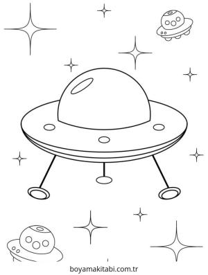 Uzay Gemisi boyama sayfası – çocuklar için, çizgi film temalı