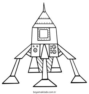 Uzay Gemisi boyama sayfası – kolay boyama, eğitici aktivite