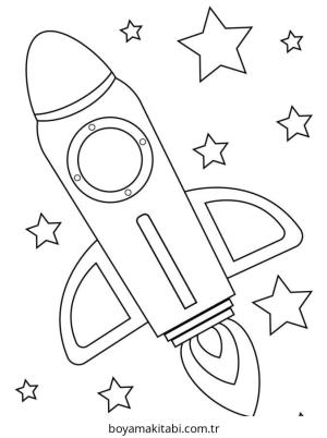 Uzay Gemisi boyama sayfası – çocuk aktivitesi, PDF indir