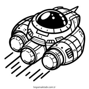 Uzay Gemisi boyama sayfası – yaratıcılığı geliştirir, keyifli zaman