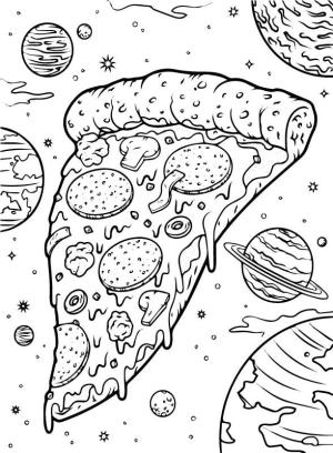 Uzay boyama sayfası,  coloring page, Uzayda Pizza, 