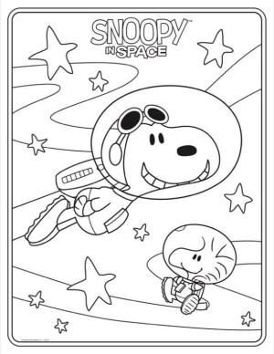 Uzay boyama sayfası,  coloring page, Uzayda Snoopy, 