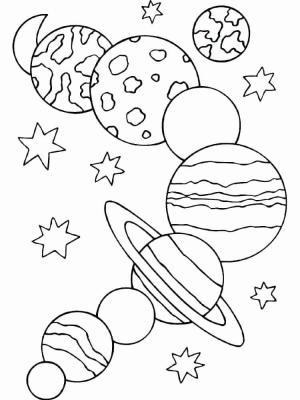 Uzay boyama sayfası,  coloring page, Uzaydaki Gezegenler ve Yıldızlar, 