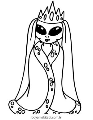 Uzaylı boyama sayfası – çocuklar için, çizgi film temalı