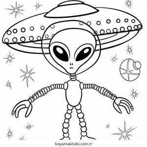 Uzaylı boyama sayfası – boyama etkinliği, çocuk aktivitesi