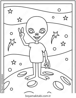 Uzaylı boyama sayfası – evde etkinlik, ücretsiz yazdır