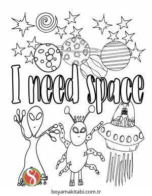 Uzaylı boyama sayfası – kolay boyama, eğitici aktivite