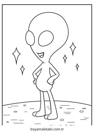 Uzaylı boyama sayfası – sevimli karakter, sanatsal çalışma