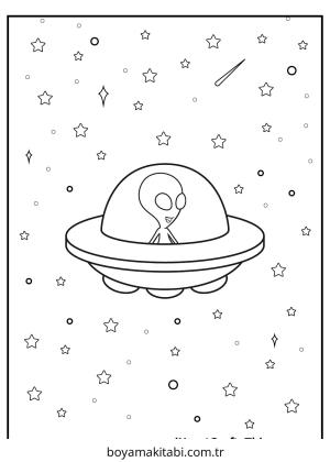 Uzaylı boyama sayfası – çizgi film temalı, basit çizim